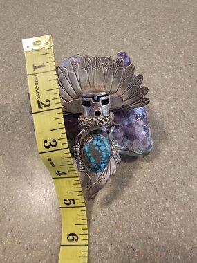 Sterling Silver Turquoise Kachina Pendent - Blue Turquoise Accent